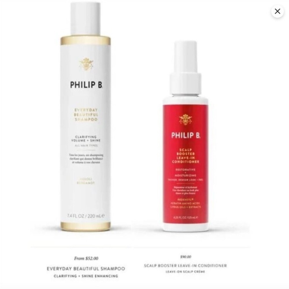 Philip B Luxury Shampoo and Leave-In Conditioner Full Size NEW